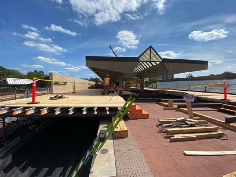 Temporary flooring to protect station platform and tracks