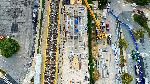 Bird’s-eye view of steel beam installation at Rockville Station