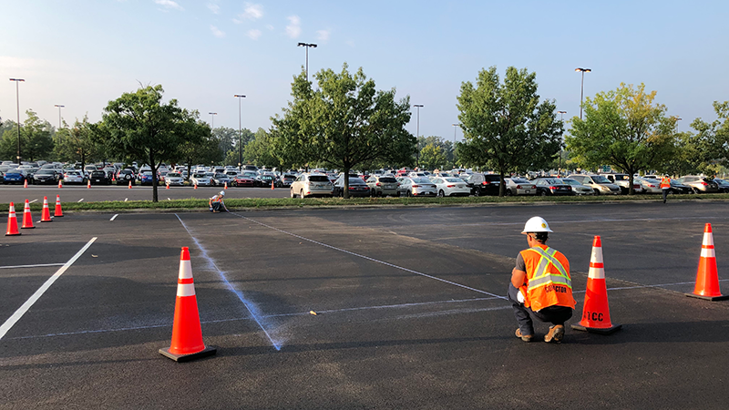 Greenbelt Metro Station surface parking lot under repair in 2019