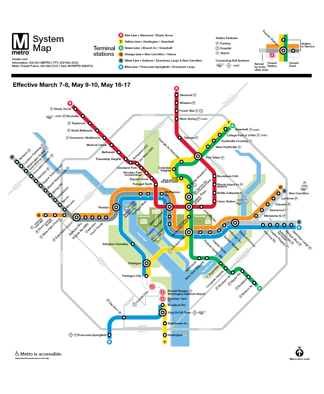 Shorter construction zone map WMATA system map for 3 weeks of construction