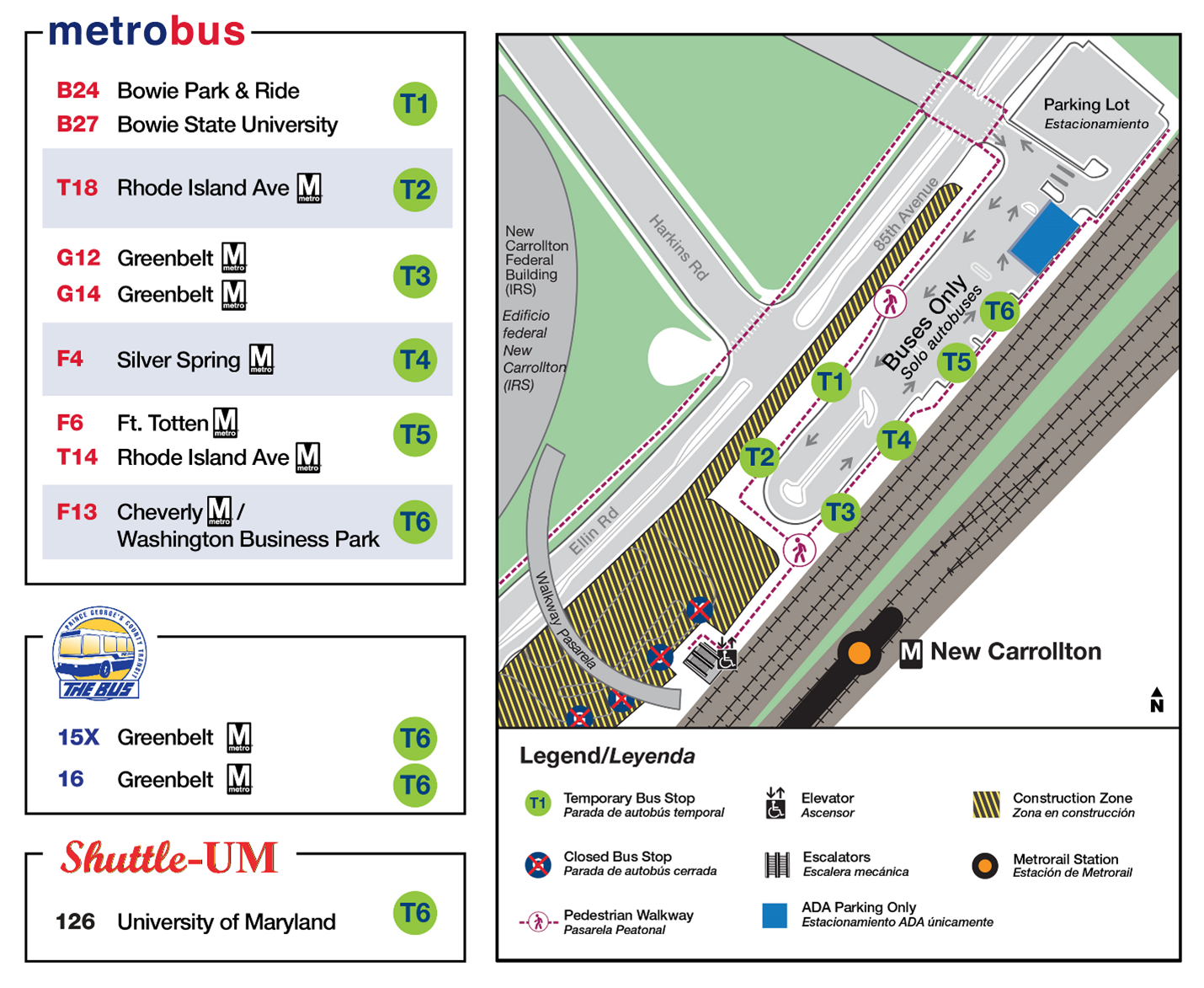 Temporary Bus Stop Locations