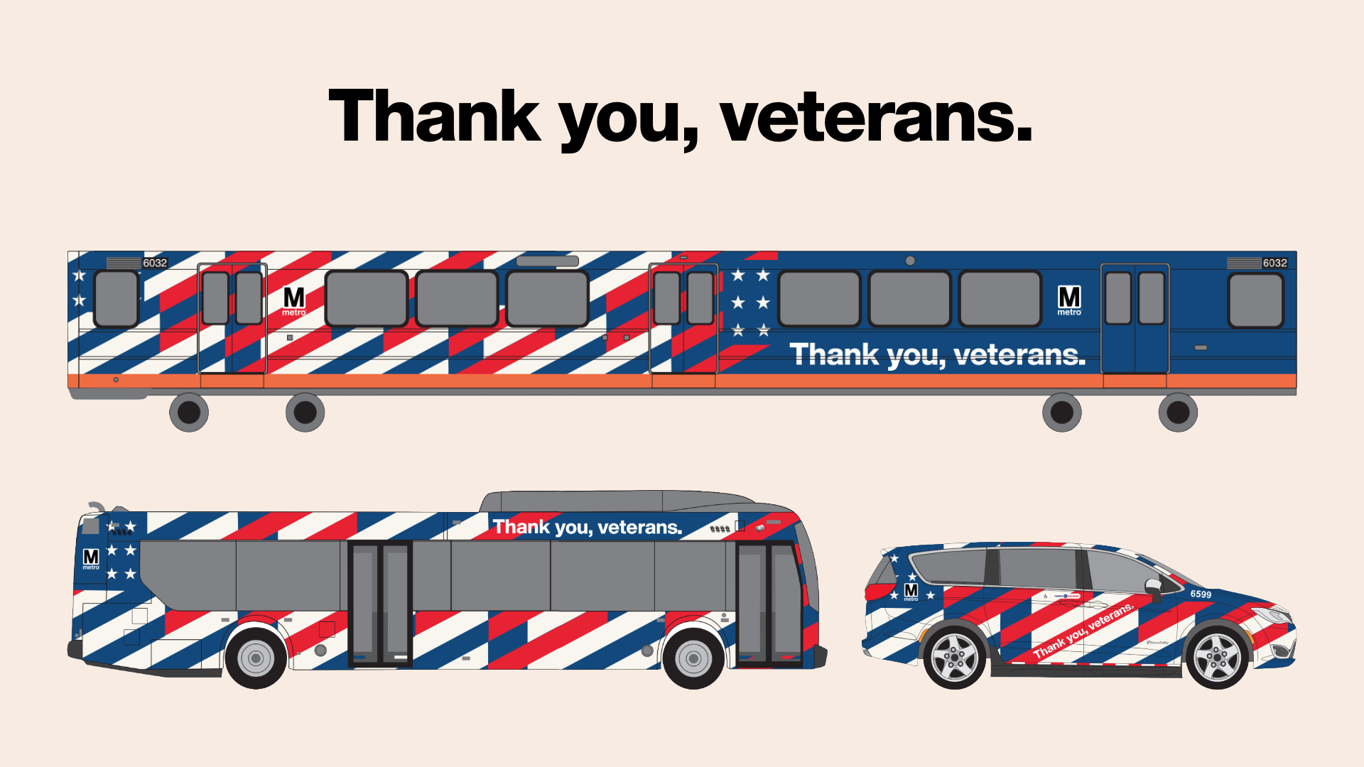 Metro honors veterans with patriotic trains and buses for Veterans Day
